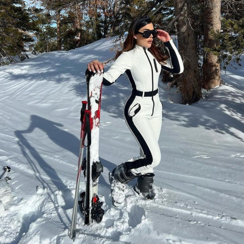Ski-pak dames eendelig getailleerd met tailleriem en rits 1