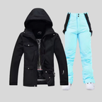 Ski-set dames tweedelig jas en skibroek met capuchon en klepzakken 11