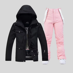 Ski-set dames tweedelig jas en skibroek met capuchon en klepzakken 12