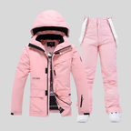 Ski-set dames tweedelig jas en skibroek met capuchon en klepzakken 13