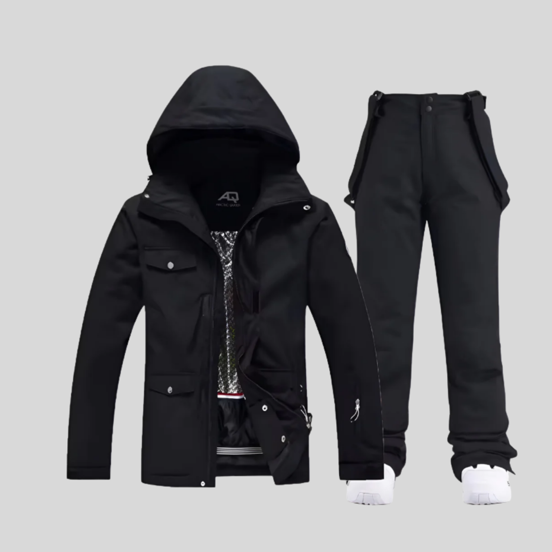 Ski-set dames tweedelig jas en skibroek met capuchon en klepzakken 2