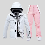Ski-set dames tweedelig jas en skibroek met capuchon en klepzakken 3