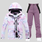 Ski-set dames tweedelig met capuchon jas en broek waterafstotend gevoerd 1