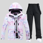 Ski-set dames tweedelig met capuchon jas en broek waterafstotend gevoerd 2