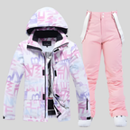 Ski-set dames tweedelig met capuchon jas en broek waterafstotend gevoerd 3