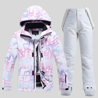 Ski-set dames tweedelig met capuchon jas en broek waterafstotend gevoerd 4