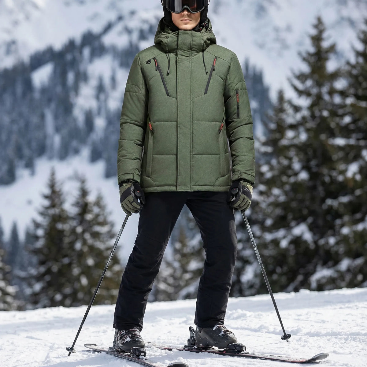 Ski-set heren tweedelig met capuchon jas en broek waterafstotend gevoerd 11