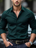 Slim fit heren overhemd met stretch en spreadkraag 8