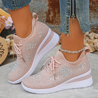 Sneakers dames gebreid met veters en dikke zool 3