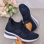 Sneakers dames gebreid met veters en dikke zool 7