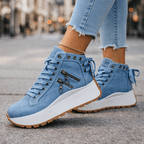 Sneakers dames hoog met veters en plateauzool 1