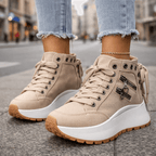Sneakers dames hoog met veters en plateauzool 2