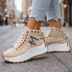 Sneakers dames hoog met veters en plateauzool 6