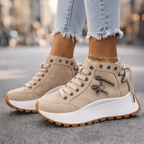Sneakers dames hoog met veters en plateauzool 7