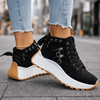 Sneakers dames hoog met veters en plateauzool 8