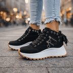 Sneakers dames hoog met veters en plateauzool 9