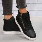 Sneakers dames hoog met veters en rits 2