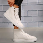 Sneakers dames hoog met veters en rits 3