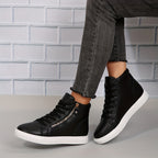 Sneakers dames hoog met veters en rits 5