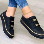 Sneakers dames met gouden detail, gevoerde binnenkant en lichte zool 5