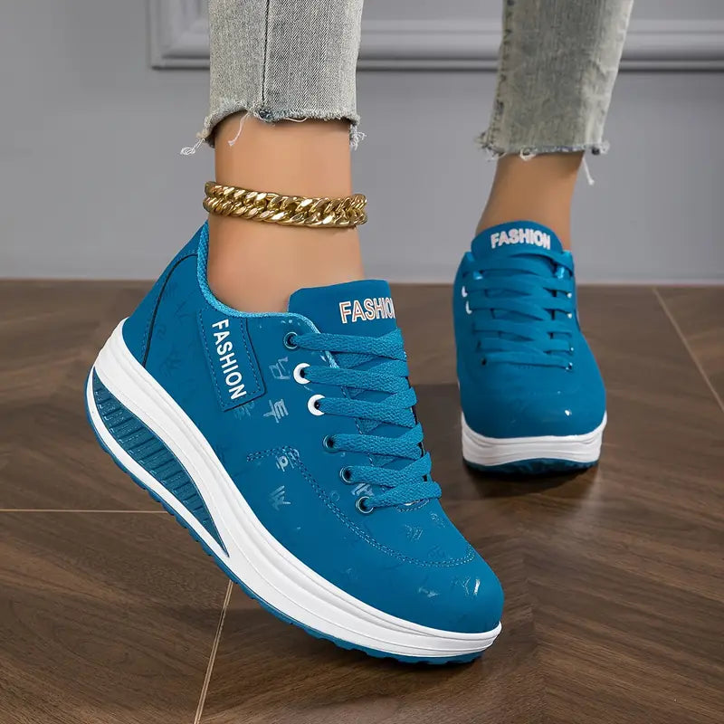 Sneakers dames met plateauzool en veters 5