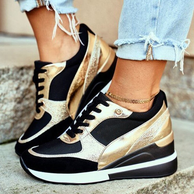 Sneakers dames met sleehak en dikke zool 1