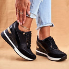 Sneakers dames met sleehak en dikke zool 2
