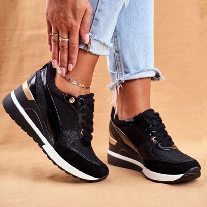 Sneakers dames met sleehak en dikke zool 2