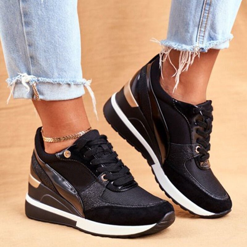Sneakers dames met sleehak en dikke zool 4