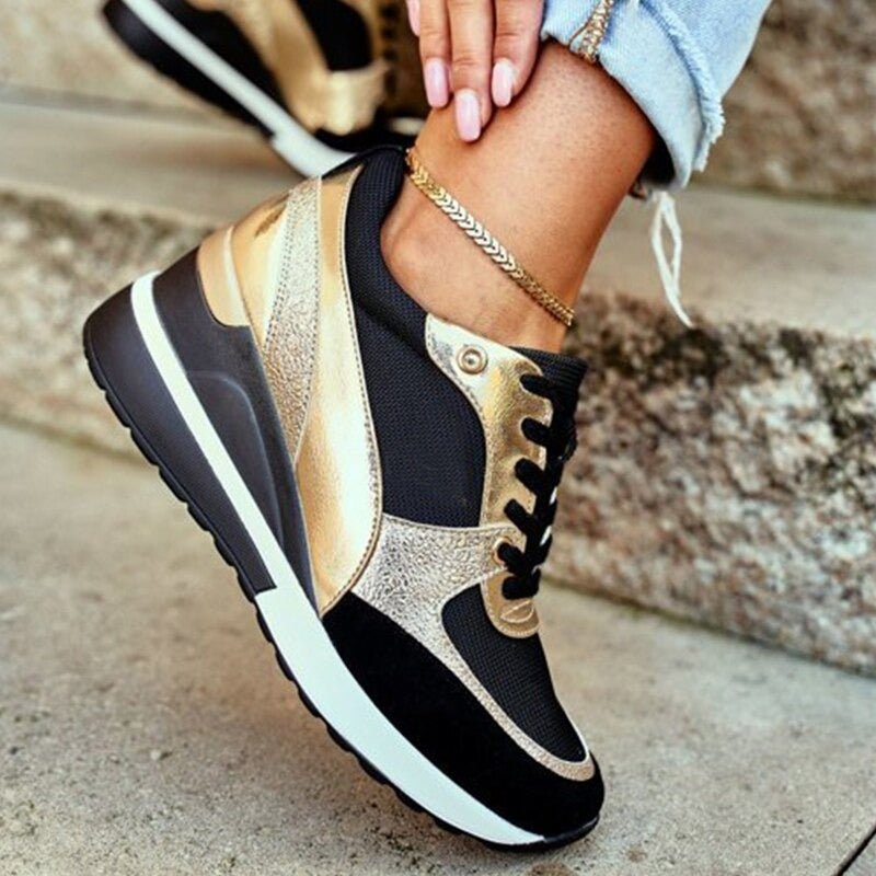 Sneakers dames met sleehak en dikke zool 6