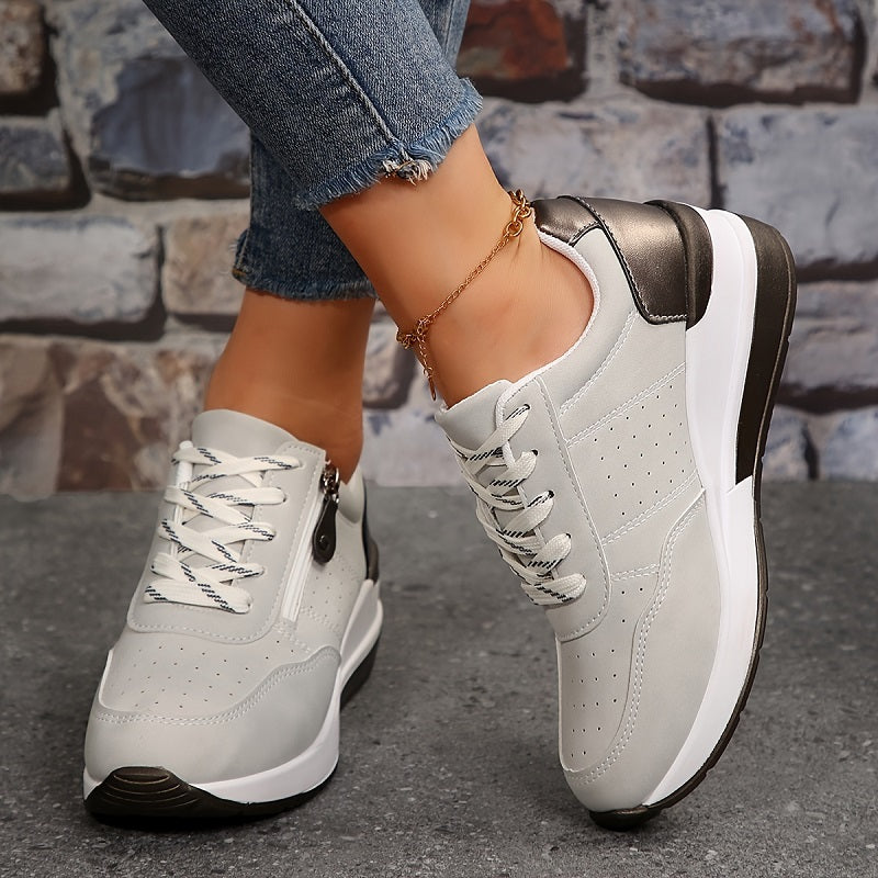 Sneakers dames met sleehak en veters 3