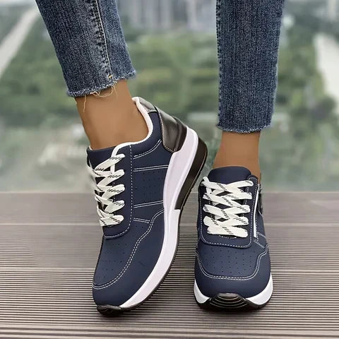 Sneakers dames met sleehak en veters 4
