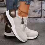 Sneakers dames met sleehak en veters 7