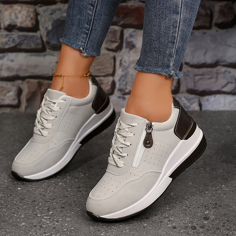 Sneakers dames met sleehak en veters 8