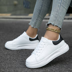 Sneakers dames van leer met plateauzool 5