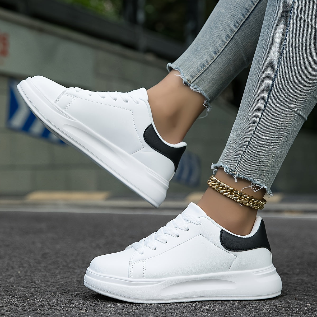 Sneakers dames van leer met plateauzool 6