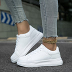 Sneakers dames van leer met plateauzool 8