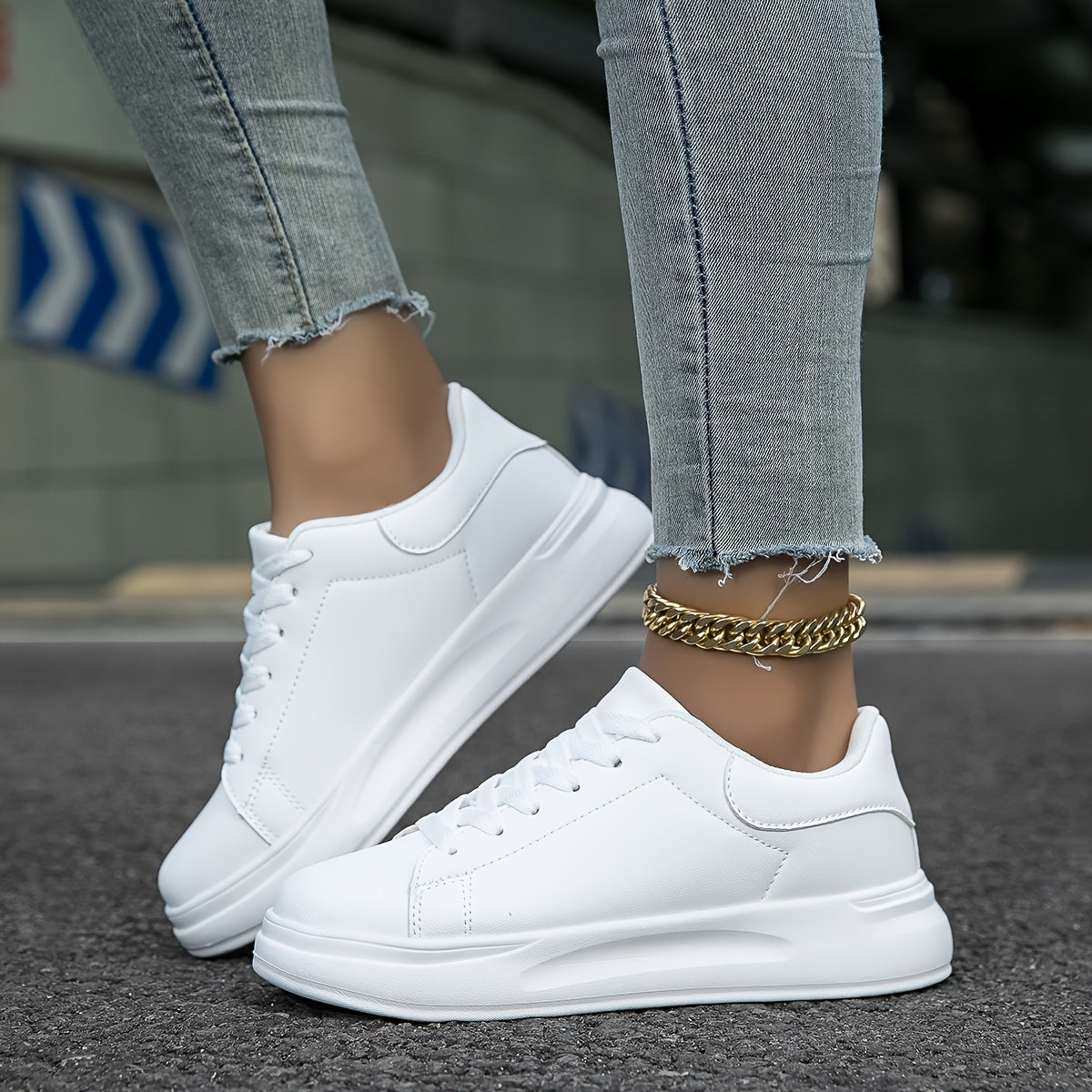 Sneakers dames van leer met plateauzool 8