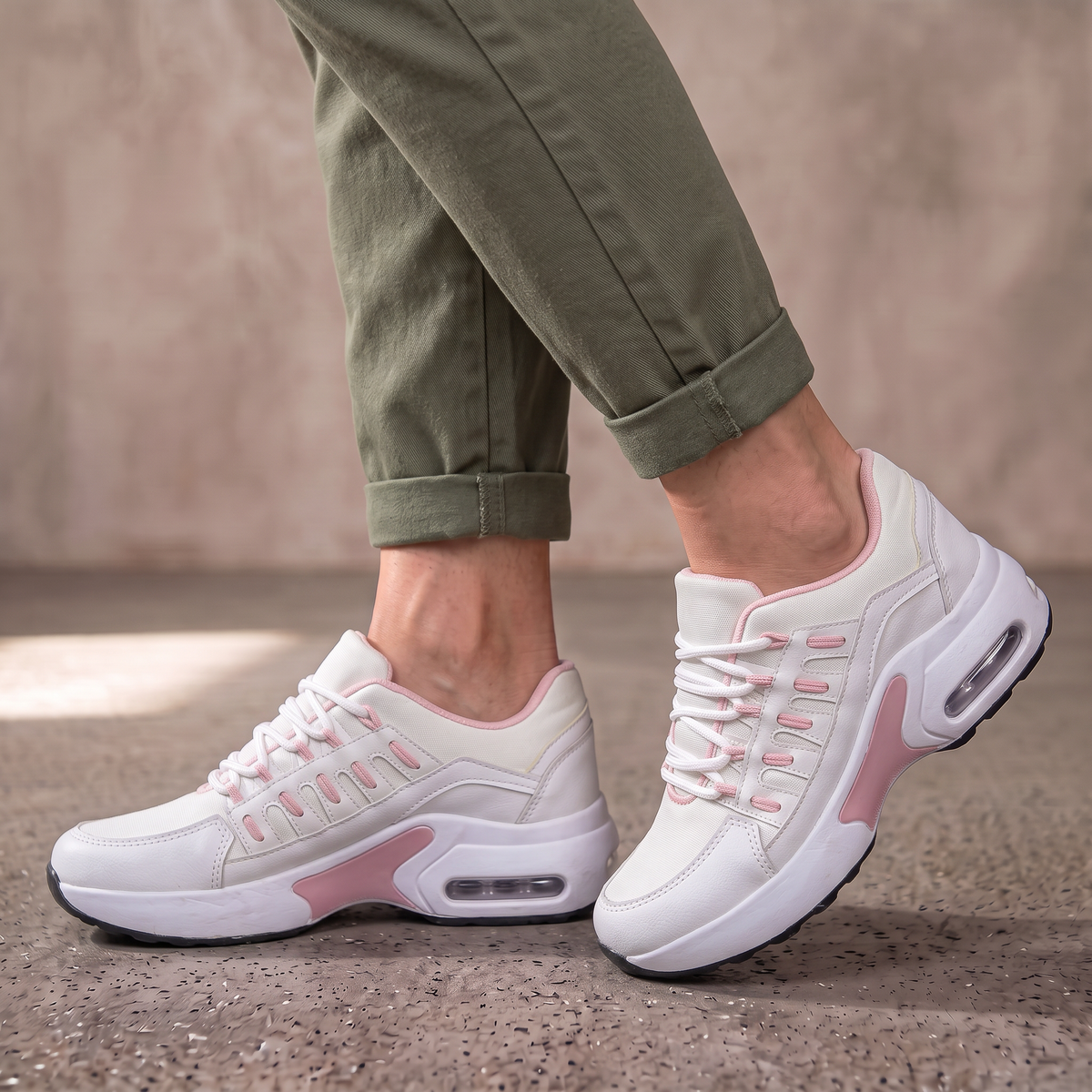 Sneakers dames van leer met veters en antislipzool 1