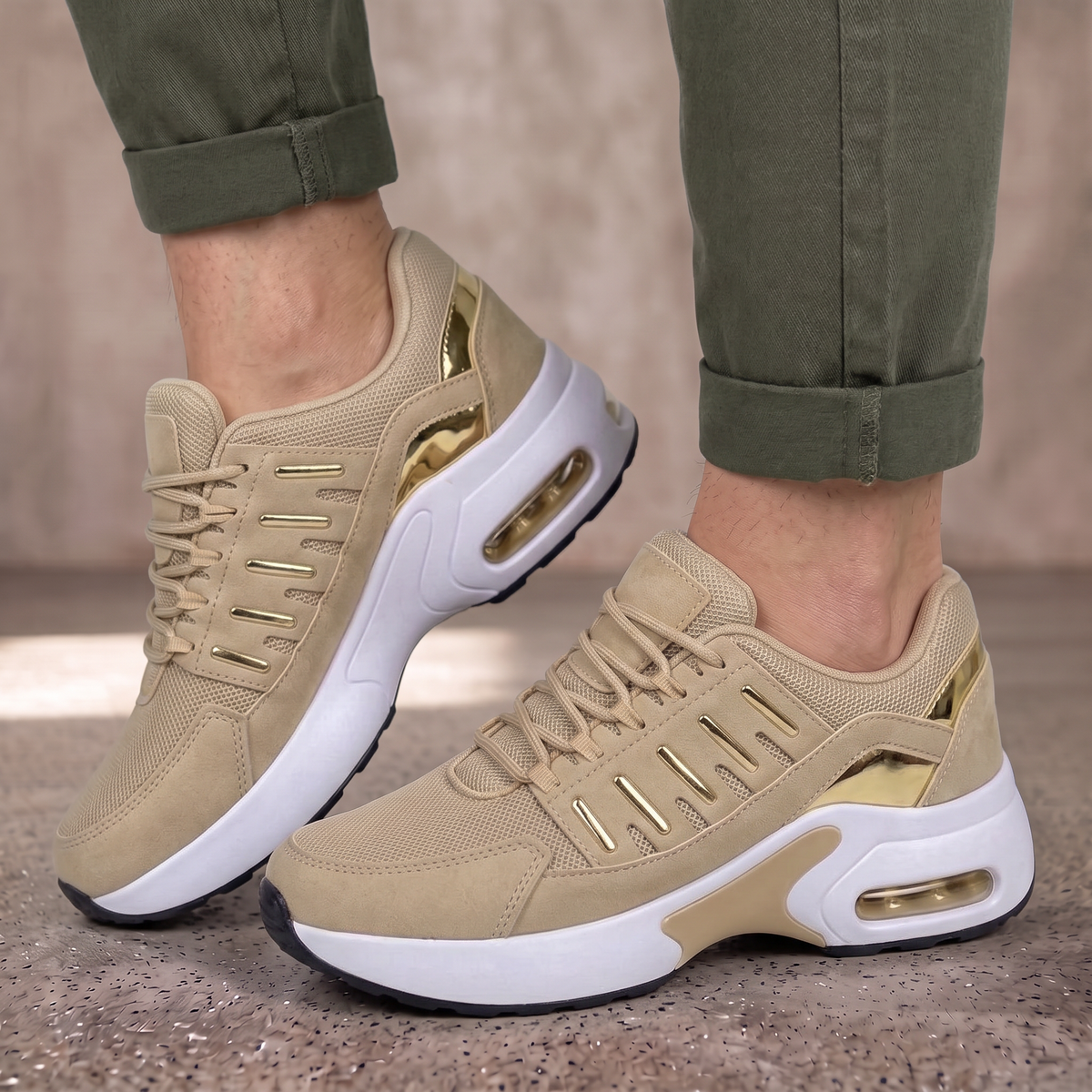 Sneakers dames van leer met veters en antislipzool 3