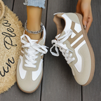 Sneakers dames van leer met veters en brede neus 1