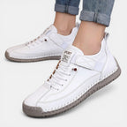 Sneakers dames van leer met veters en gestikte zool 1