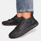 Sneakers dames van leer met veters en gestikte zool 2