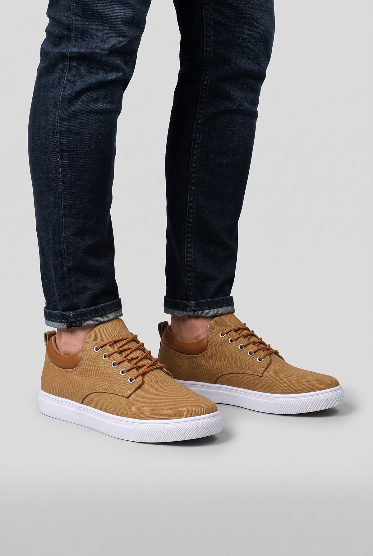 Sneakers heren geweven met veters en witte zool 8