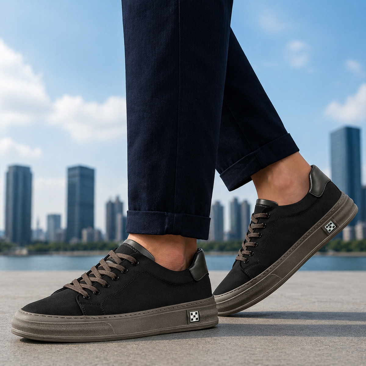 Sneakers heren met veters en gestikte zool 6