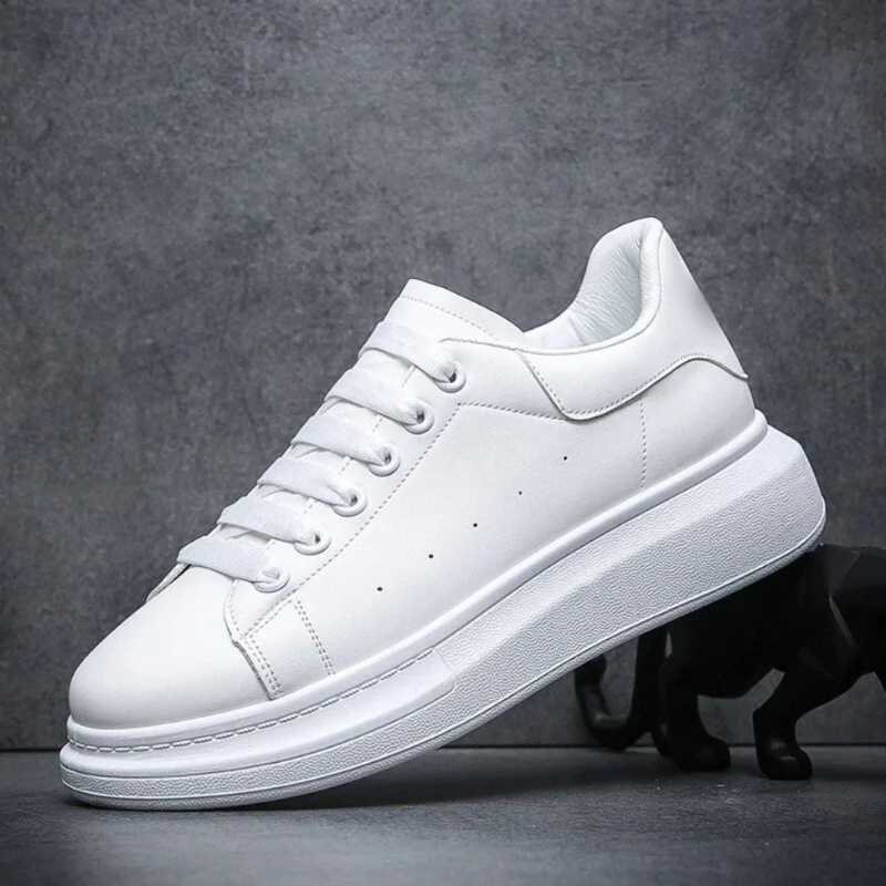 Sneakers heren van leer met dikke zool en geperforeerd detail 3