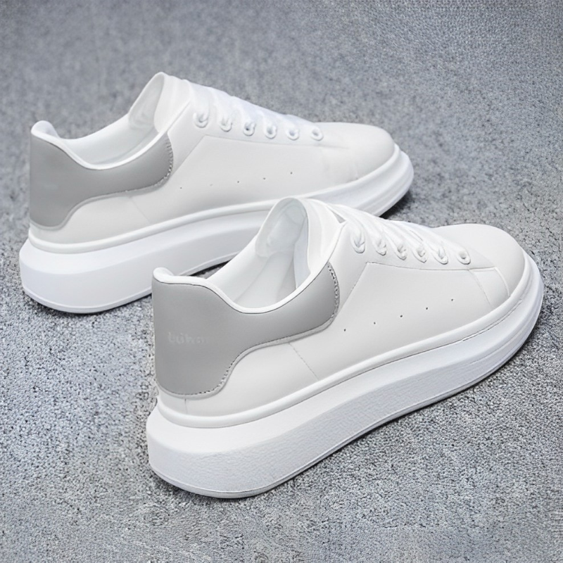 Sneakers heren van leer met dikke zool en geperforeerd detail 7