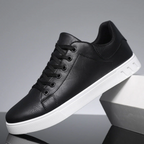 Sneakers heren van leer met veters en contrasthiel 2