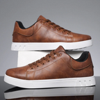 Sneakers heren van leer met veters en contrasthiel 4