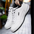 Sneakers heren van leer met veters en dikke zool 4